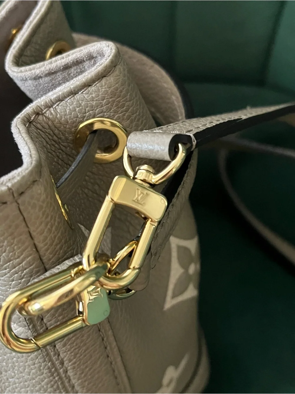 Louis Vuitton Taupe Monogram Drawstring Bucket Crossbody